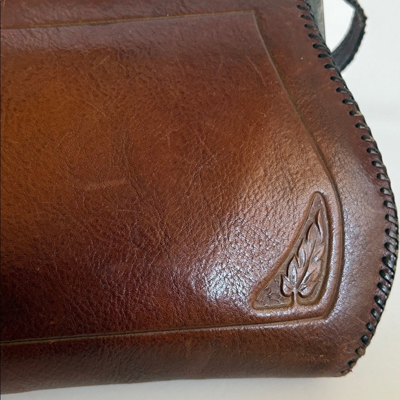 Antique embossed brown leather mini purse patented 1918. Clean. Embossed floral - Picture 7 of 16